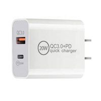 Chargeur mural rapide 20W PD+QC3.0, adaptateur de charge rapide double port A+C, prise US et EU pour la charge rapide de l'iPhone, tête d'alimentation