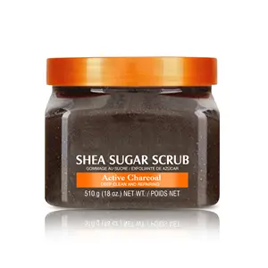 OEM ODM Active Charcoal Sugar Scrub Hersteller Tiefen reiniger und Reparatur entferner mit matti erten Partikeln Körper peeling 510g