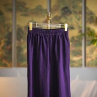 Pantalon long pour femme OEM en satin motif tortue, taille élastique, coupe droite, amincissant, confortable, jambe large, violet, en fil Xiangyun 5558