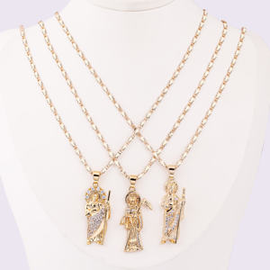 Joyería Religiosa de Oro Laminado de 18k Chapado en Oro con Circón Colgante Católico de la Santa Muerte y Dijes de San Judas Tadeo - Product Image 3