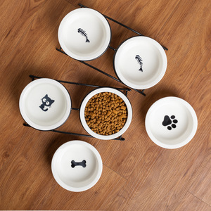 Ensemble de gamelles en céramique pour chat avec support en fer, double gamelle pour nourrir et abreuvoir les chats - Product Image 1