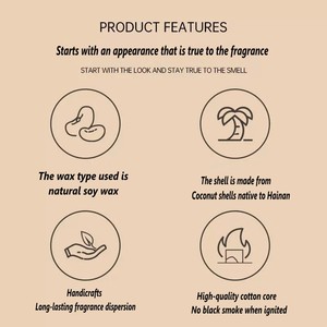 Producto Original de Hainan - Juego de Velas Aromáticas Decorativas de Cáscara de Coco, un Artículo para Crear Atmósfera, Personalizado, Aromático - Product Image 6
