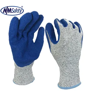 NMSAFETY Cut D,A4 13 gauge cut resistant coated latex crinkle finish work gloves CE EN388 3X43D