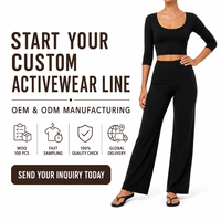 Atasan Olahraga Lengan Panjang Berkualitas Tinggi, Solid, Bernapas, Cepat Kering, dan Legging Pinggang Tinggi Model Flare 2-Piece untuk Yoga dan Aktivitas Lainnya
