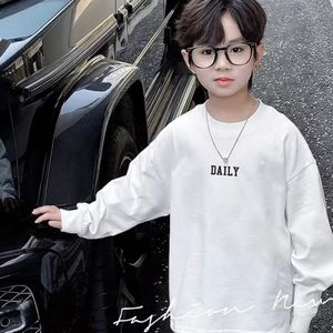 Nouveaux <span class=keywords><strong>T</strong></span>-shirts à manches longues en coton pur pour enfants, multi-usages, printemps-automne, avec lettres - Convient aux garçons et aux filles - Product Image 3