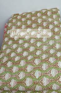 Hand Block Printed 100% Cotton Organic Woven Floral <b>Medium</b> Weight Cotton Printed <b>Fabric</b> Yards Women Dress <b>Fabric</b> - Product Image 2