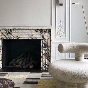 Cheminée en marbre pour alto Calacatta personnalisée sur fond blanc avec veines noires Design moderne pour salon <span class=keywords><strong>de</strong></span> luxe - Product Image 6