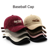 Gorra de Béisbol Unisex de Pana Retro con Bordado de Letras, Ajustable, Protección Solar, para Uso Diario Informal