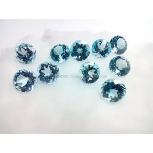 13X13 mm Round High Grade Quality Natural Sky Blue Topaz Cut Loose Gemstone Bulk Product Handmade Customized Shape and s