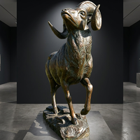 Statue de Bélier en Bronze Patiné Antique - Qualité Muséale, Art Animalier de Haute Qualité, Sculpture en Bronze
