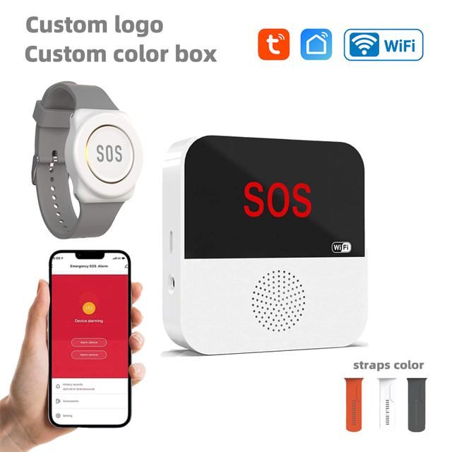 Daytech Tuya Smart Watch Sos Call Button Portable Elderly Emergency Caregiver Pager Sound Alert Alarm System