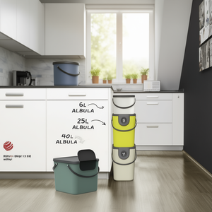 Rotho Albula Recycling <b>Bin</b> 6L 25L 40L With <b>Lid</b> Ideal For Waste Separation Kitchen Use - Product Image 3