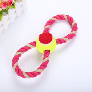 Jouet à mâcher pour chien en corde en forme de 8 Kangdaer avec balle de tennis 28cm Orange/Violet/Rose – Paiement par PayPal bienvenu - Product Image 4
