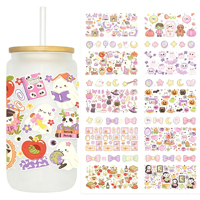 Autocollants de transfert UV imperméables pour gobelets Libbey, motif Automne Chaleureux : Aliments, Feuilles d'automne, Citrouille, 16OZ, Prêts à appliquer