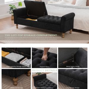 Banco de Almacenamiento Multifuncional Moderno y Duradero con Tapas Dobles y Cojín de Cama Otomano <span class=keywords><strong>para</strong></span> Muebles de Dormitorio - Product Image 4