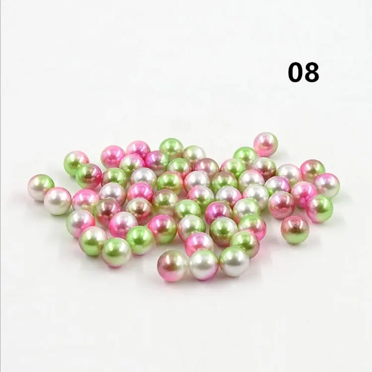 Perla sfumata 6mm 8mm 10mm colori arcobaleno perle di plastica imitazione ABS sciolte fai da te con foro per Nail Art