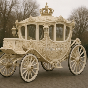 Dual-Purpose 4-Wheel Horse Drawn Royal Carriage Gold Leaf <b>Paint</b> Metal Design Exclusive Special Transportation Wedding Solid - Product Image 1