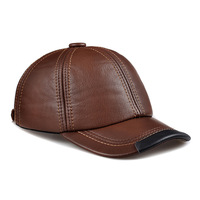 Gorra de Béisbol de Cuero Genuino, Forrada con Felpa Marrón, Cálida, Resistente al Viento, Protección Solar, para Hombre, Otoño e Invierno