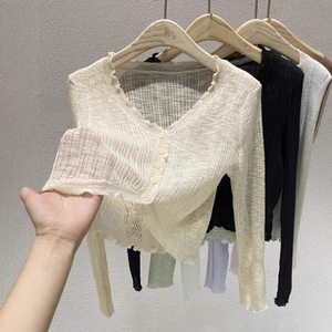 <strong>Summer</strong> <strong>White</strong> Sun protection Long Sleeved Knitted <strong>Cardigan</strong> Thin Design - Product Image 3