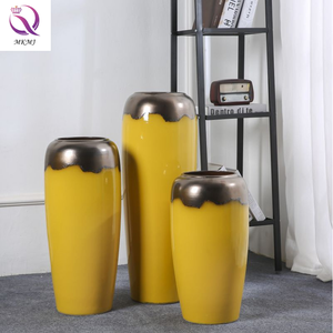 Florero grande amarillo seco para sala de estar, decoración de arreglo de <span class=keywords><strong>flores</strong></span> para hotel, jardín, luz de lujo, gran jarrón de sol de piedra - Product Image 3
