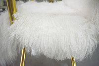 Nouvelle chaise de réalisateur en acier inoxydable doré nordique, rembourrée en peluche blanche, à poils longs