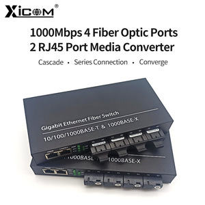 Convertidor de Medios de Fibra Gigabit XICOM, 4 Puertos de Fibra Óptica, 2 Puertos RJ45, 1000 Mbps, 20 km, Conector SC - Product Image 1
