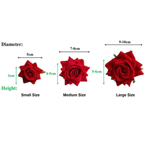 YOPIN-7571 l'alta qualità di velluto rosso artificiale corno di <span class=keywords><strong>Rose</strong></span> capolini realistico tocco del seno decorazione di nozze vendite calde - Product Image 6