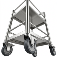 Carrito de Utilidad Plegable de Acero Inoxidable 201 de Alta Resistencia, Carretilla Industrial de 2 Niveles, Capacidad de Carga de 250 kg, 95x50 cm, Carrito de Compras con Ruedas