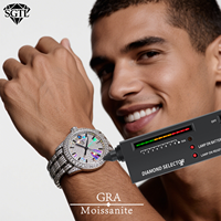 Großhandel Mechanische Herren uhr Moissan ite Diamond 41mm Zifferblatt Durchmesser Weißgold Platin Band Fabrik Direkt versand 24 Stunden