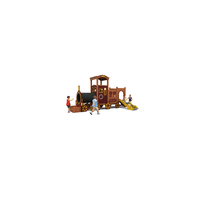 Structure de jeu en bois pour enfants avec toboggan extérieur certifiée EN1176 pour les aires de jeux publiques, les parcs d'attractions, les écoles, les cours arrière et les campings