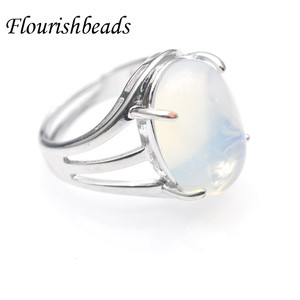 Bagues ouvertes en cuivre avec cabochons ovales en <span class=keywords><strong>cristal</strong></span> naturel (Lapis Lazuli, Œil de Tigre, Améthyste, Onyx) pour la fabrication de bijoux pour femmes - Product Image 6