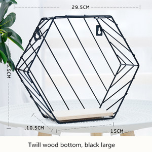Étagères flottantes Hexagone Étagère de rangement murale en métal et bois rustique pour cadres photo - Product Image 2