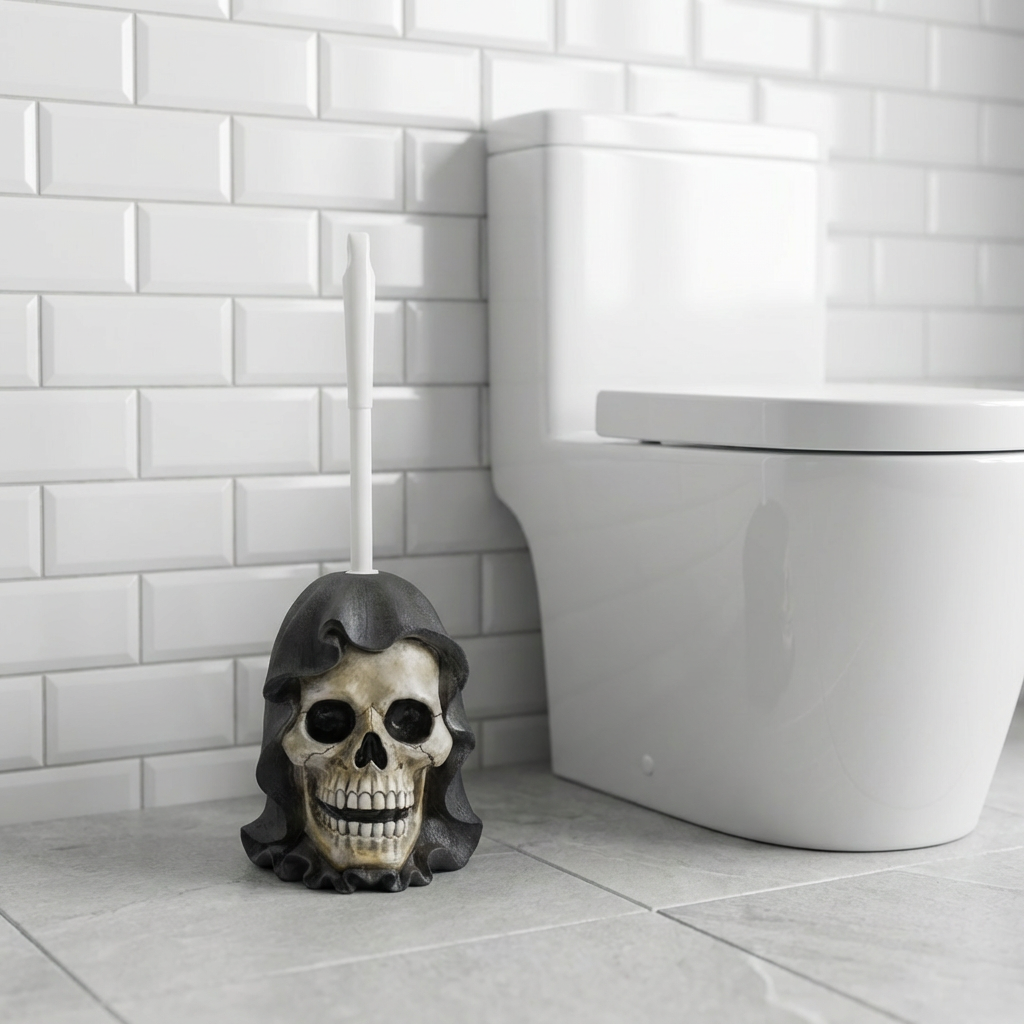 Soporte De Papel Higiénico Calavera – Decoración Gótica Para Baño – Polipiedra Beige
