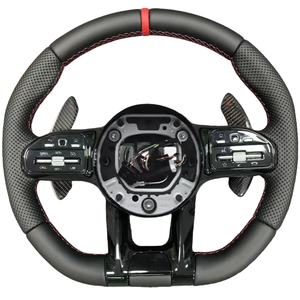 Volante de Cuero para <span class=keywords><strong>Mercedes</strong></span> <span class=keywords><strong>Benz</strong></span> W211 W212 W213 W166 W166 C292 W204 W205 C43 C63 GLE63 <span class=keywords><strong>AMG</strong></span>, Piezas Automotrices de Fibra de Carbono - Product Image 1