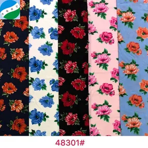 China textile colorful rayon print fabric stock for garment printed shirt fabric