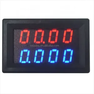 Voltímetro amperímetro digital, voltímetro e amperímetro digital de 0.28 polegadas, 4 bits, 5 fios dc 200v, 10a, medidor de tensão, fonte de alimentação, vermelho, azul, led, dual display