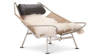 Fauteuil inclinable Runxi au design moderne avec cordon de suspension, chaise de détente contemporaine avec ottoman pour salon