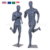 Maniquí Deportivo de Cuerpo Completo de Fibra de Vidrio en Pose de Carrera Dinámica, Modelo Atlético Masculino y Femenino Realista para Escaparates de Tiendas de Ropa