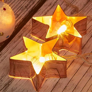 Guirnalda de Luces LED de Estrella Metálica de 10L, Funciona con Pilas, Luz Blanca Cálida, con Función de Iluminación, para Decoración de Árboles de Navidad, Hogar, Hotel, Fiestas - Product Image 1