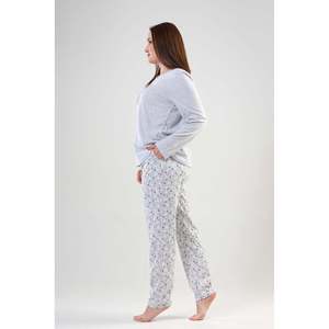 BAYAN P.SUPREM XXL O YAKA UZUN KOL ETEGI OVAL CEPLI PIJAMA TAKIM - สีเทาผสมสี - สีเทาผสมสี - Product Image 4