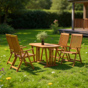 Ensemble de chaises de jardin en bois d'eucalyptus massif, 4 places, mobilier d'extérieur, design contemporain, finition marron durable - Product Image 2