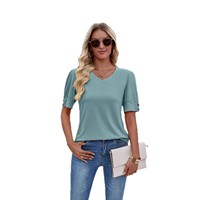 Kaos Polos Berwarna Solid dengan Cetakan Lucu, Lengan Reguler, Kancing, Kerah V, Bahan Poliester 2026