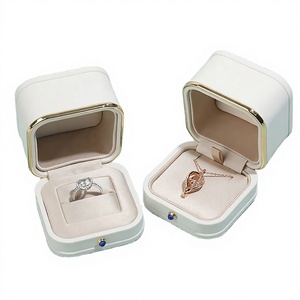 Modern Outer Cover PU Leather Square Jewelry <b>Box</b> with Silk Lining Custom Logo Packaging for Rings and <b>Necklaces</b> Luxury Storage - Product Image 4