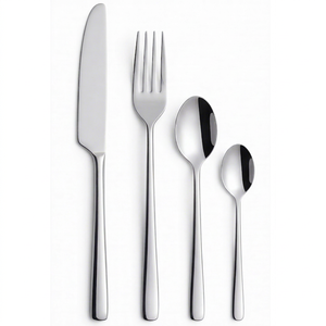 Juego de Cubiertos Minimalistas de Acero Inoxidable con Acabado Espejo, Aptos para Lavavajillas, Colección de Cubiertos para Bodas - Product Image 1
