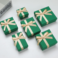 Valentinstag Geschenkbox aus Papier zur Aufbewahrung von Schmuck, Ringen, Halsketten, Ohrsteckern, Meergrün, Quadratische Box mit Deckelverschluss