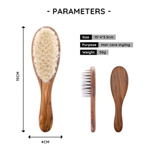 Bé Tóc Bàn Chải Gỗ Xử Lý Và Siêu Mềm Dê Lông Giảm Cradle Cap Với Olive Lược Gỗ Bàn Chải Thiết Lập 6 Trong 1 5-7 Ngày - Product Image 2