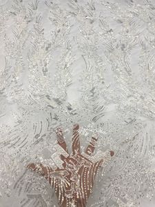 ผ้าลูกไม้ปัก<span class=keywords><strong>ลาย</strong></span>มุกสไตล์ยุโรป ประดับด้วยลูกปัดขนาด 3/4 มม. ปักเลื่อม สำหรับชุดแต่งงานระดับพรีเมียม - Product Image 5