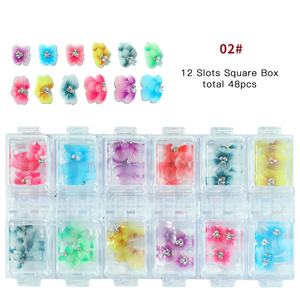 Paso Sico <span class=keywords><strong>2022</strong></span> 3 diseños Nail Set 12 ranuras 48 ranuras <span class=keywords><strong>Flores</strong></span> mixtas 5D relieve gradiente colores Kawaii Nail Art decoración suministros - Product Image 4