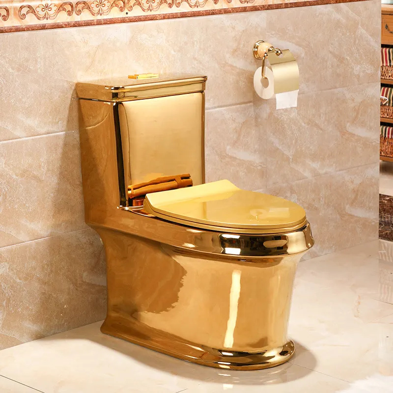 Wc commode vaso sanitário dourado galvanizado, baixo preço banheiro cor dourada sifão sanitário