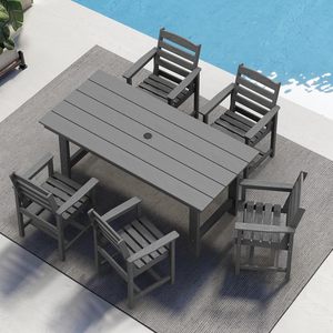 Dwoo grigio moderno 7 pezzi all'aperto Patio tavolo da pranzo Set per <span class=keywords><strong>tutte</strong></span> <span class=keywords><strong>le</strong></span> stagioni impermeabile Hotel ristorante tavolo Set sedie - Product Image 6